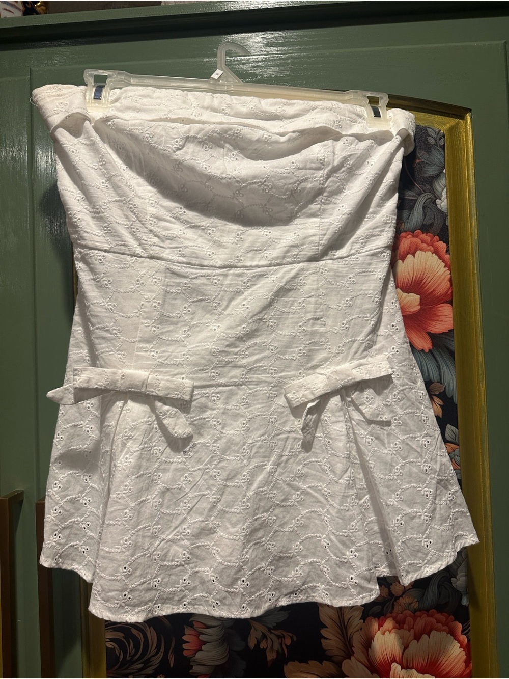 Altar'd State White Strapless Eyelet Tie-Waist Dress